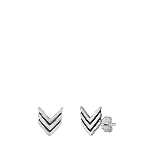 Chevron Oxidized Stud Earrings – Sterling Silver