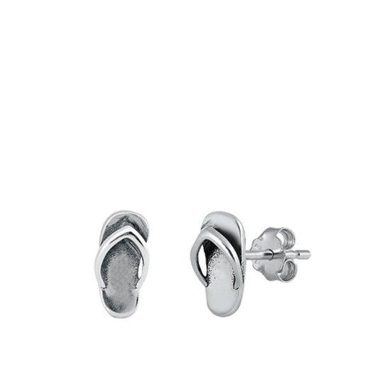 Beach Sandals Oxidized Stud Earrings – Sterling Silver