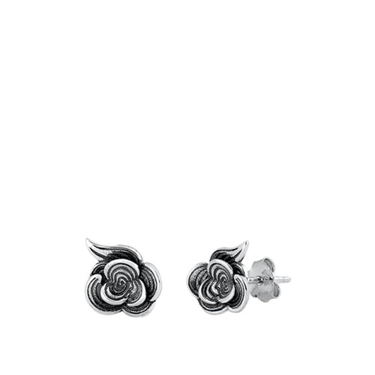 Oxidized Flower Swirls Cloud Stud Earrings – Sterling Silver