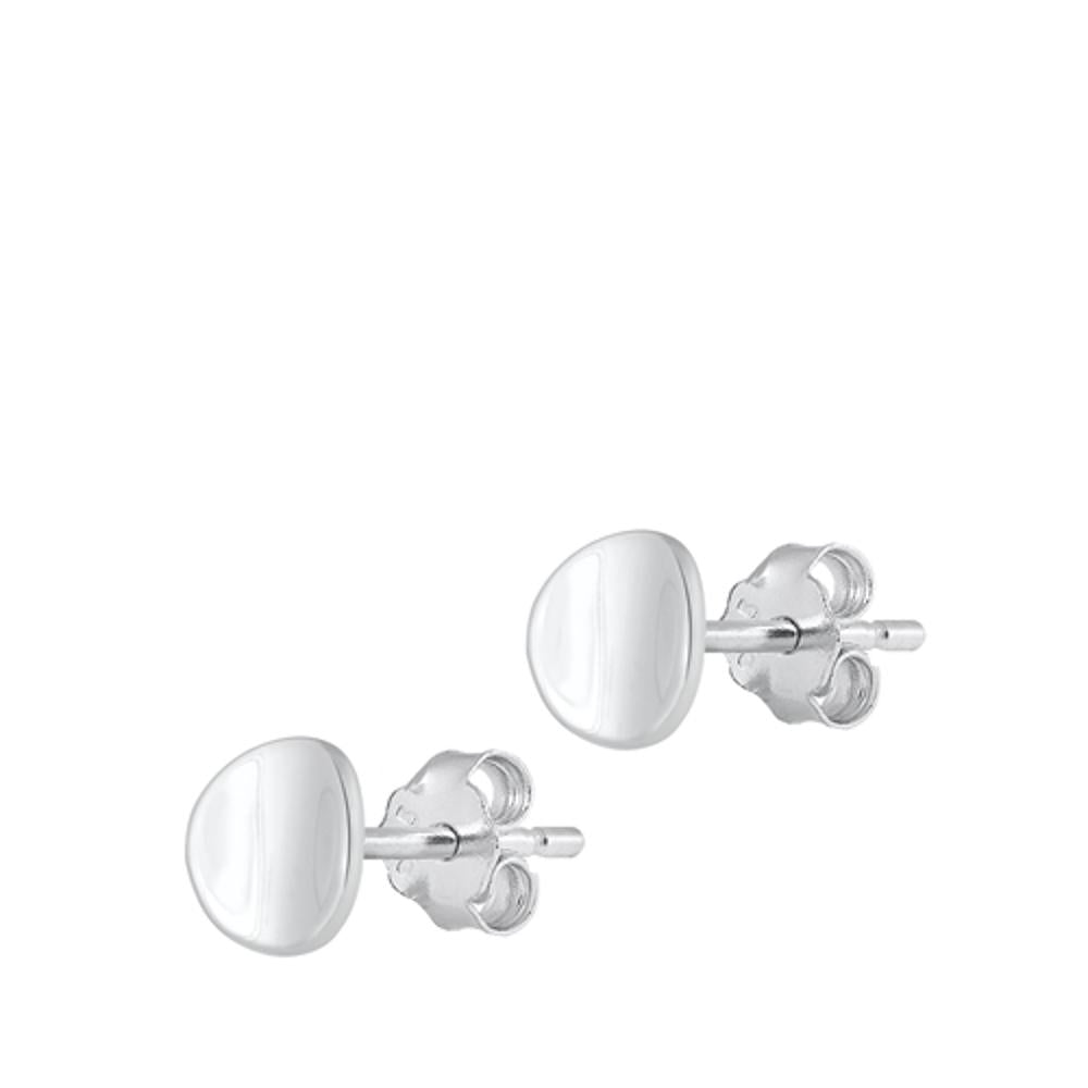 Round High Polished Stud Earrings – Sterling Silver