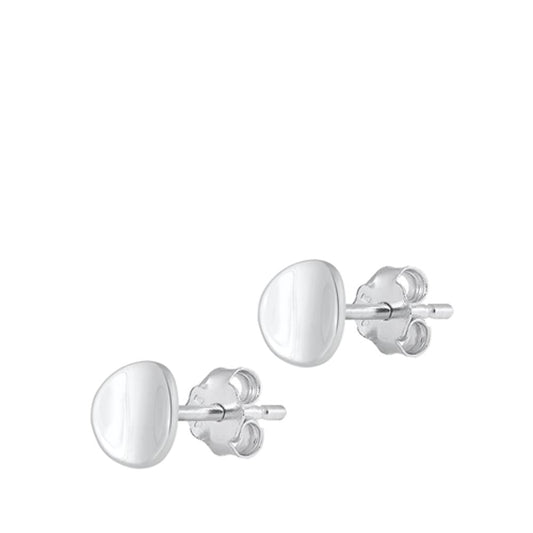 Round High Polished Stud Earrings – Sterling Silver