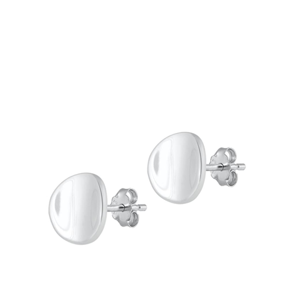 Classic Round High Polished Stud Earrings – Sterling Silver