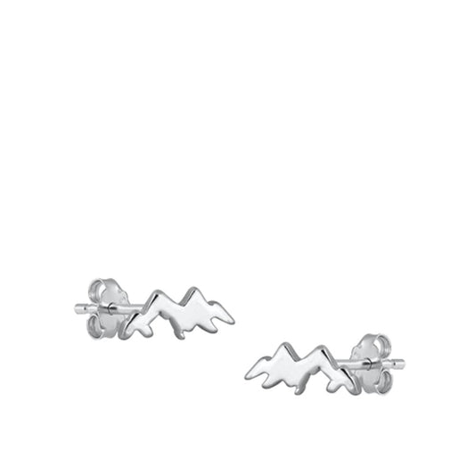 Minimalist Trace Mountain Oxidized Nature Stud Earrings – Sterling Silver