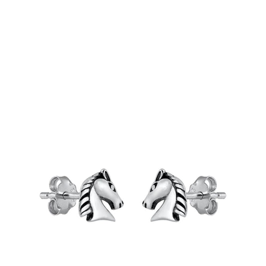 Oxidized Horse Head Stud Earrings – Sterling Silver