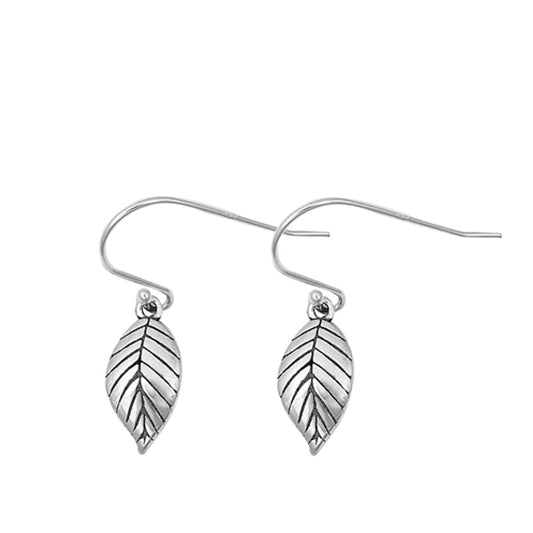 Leaves Drop Oxidized Plant Leaf Hook Earrings – Sterling Silver