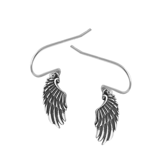 Wings High Polished Dangle Earrings – Sterling Silver