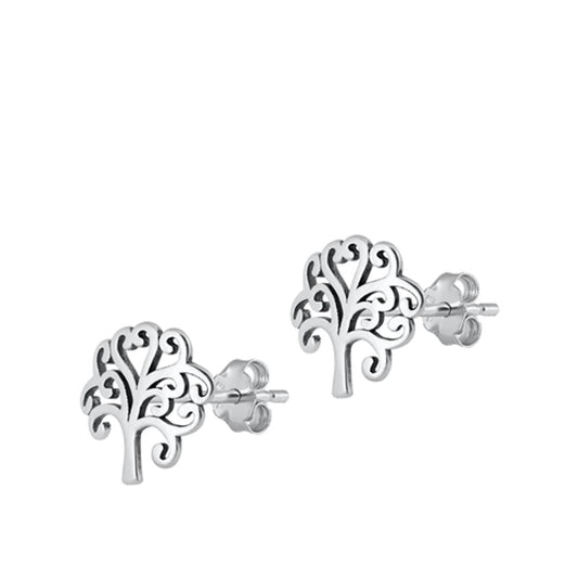 Celtic Tree Of Life Oxidized Studs Stud Earrings – Sterling Silver