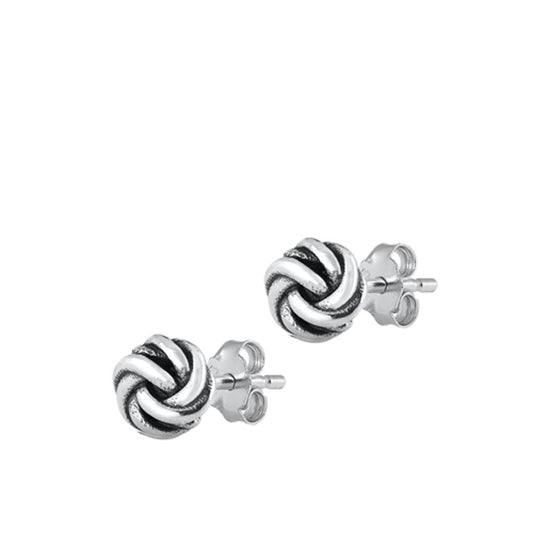 Infinity Knot Oxidized Love Stud Earrings – Sterling Silver