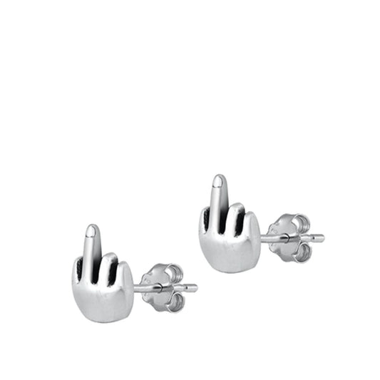 Polished Middle Finger Earrings – Sterling Silver