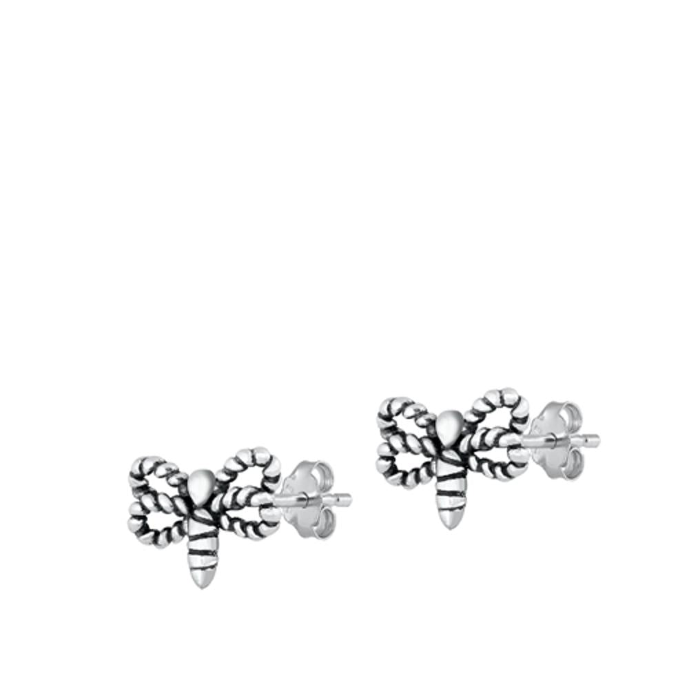 Oxidized Dragonfly Stud Earrings – Sterling Silver
