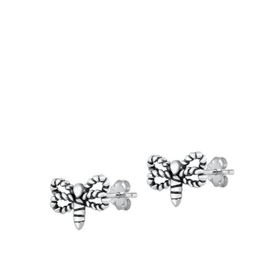 Oxidized Dragonfly Stud Earrings – Sterling Silver