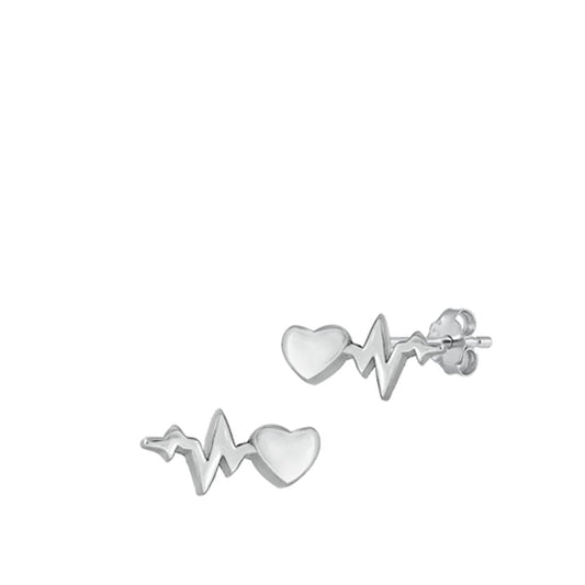 Doctor Nurse Medical Heartbeat EKG Earrings – Sterling Silver