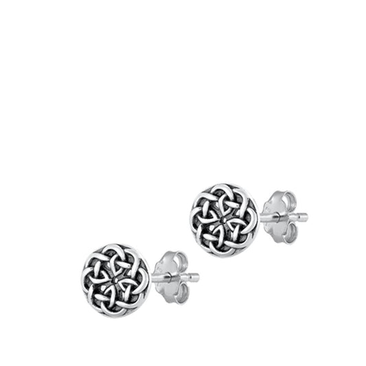 Oxidized Celtic Knot Medallion Earrings – Sterling Silver