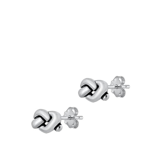 Oxidized Heart Knot Earrings – Sterling Silver