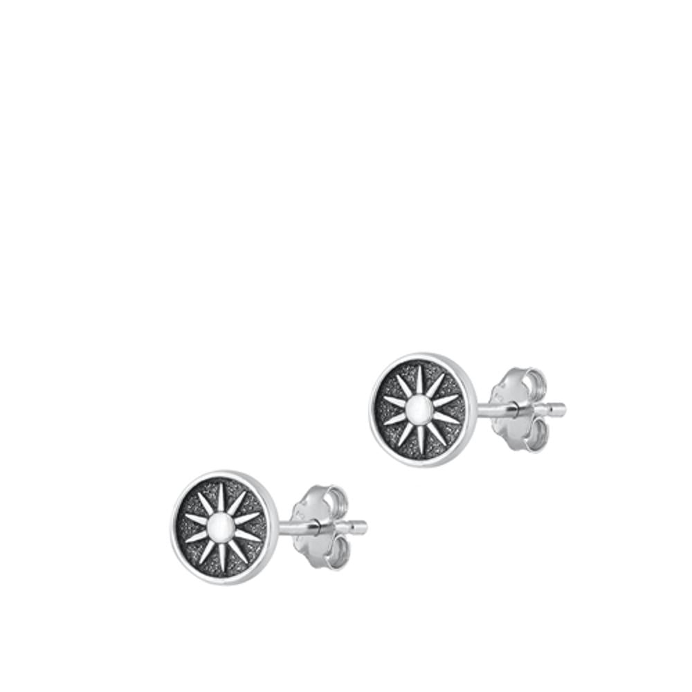 Oxidized Sun High Polished Earrings – Sterling Silver