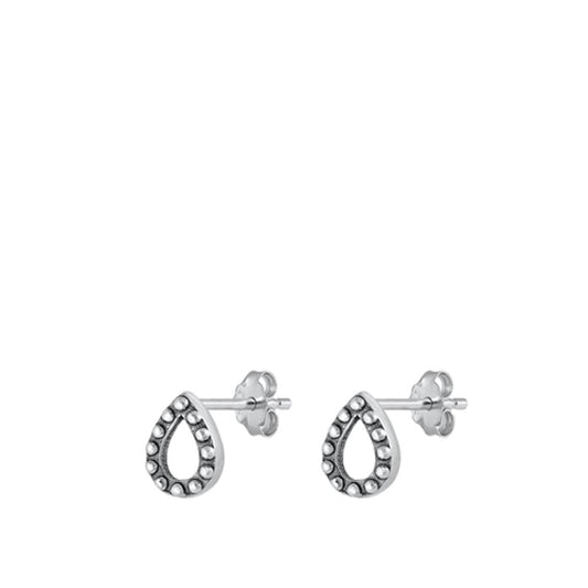 Granulated Oxidized Bali Teardrop Earrings – Sterling Silver