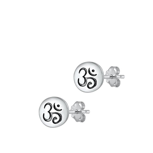 Om Symbol Minimalist Earrings – Sterling Silver