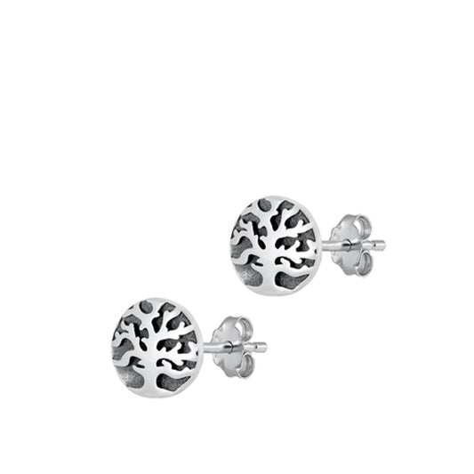 Oxidized Tree of Life Earrings – Sterling Silver