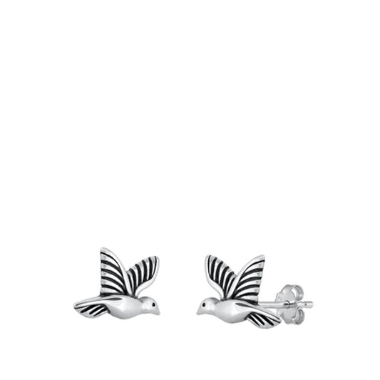 Oxidized Hummingbird Stud Earrings – Sterling Silver