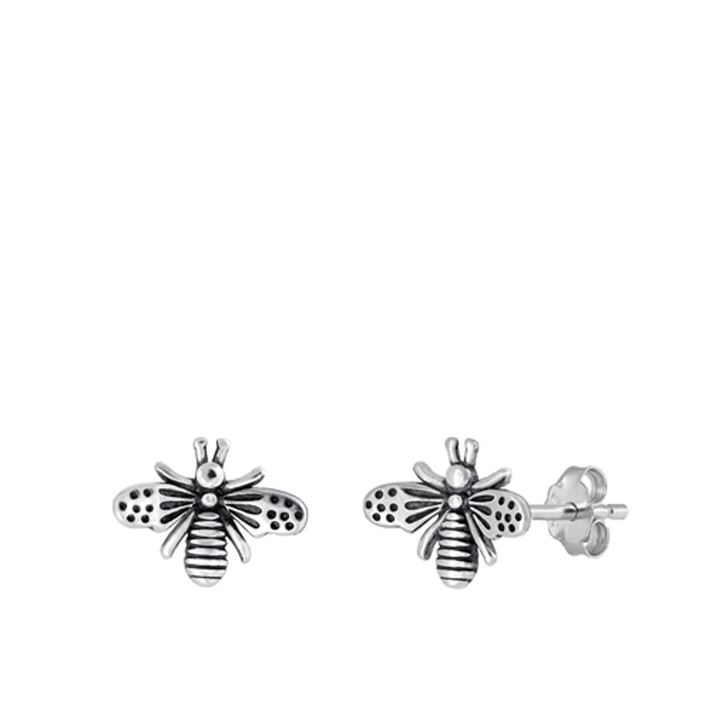 Oxidized High Polished Bumble Bee Earrings – Sterling Silver