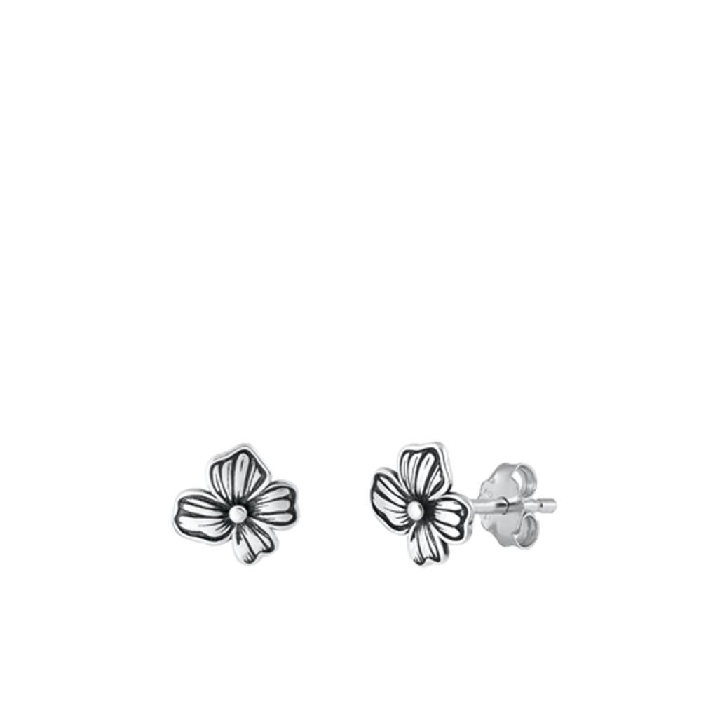 Beautiful Oxidized Plumeria Flower High Polished Earrings – Sterling Silver