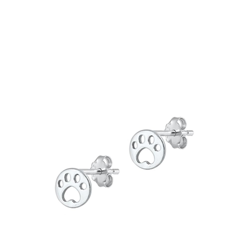 Beautiful Cutout Animal Paw Print High Earrings – Sterling Silver