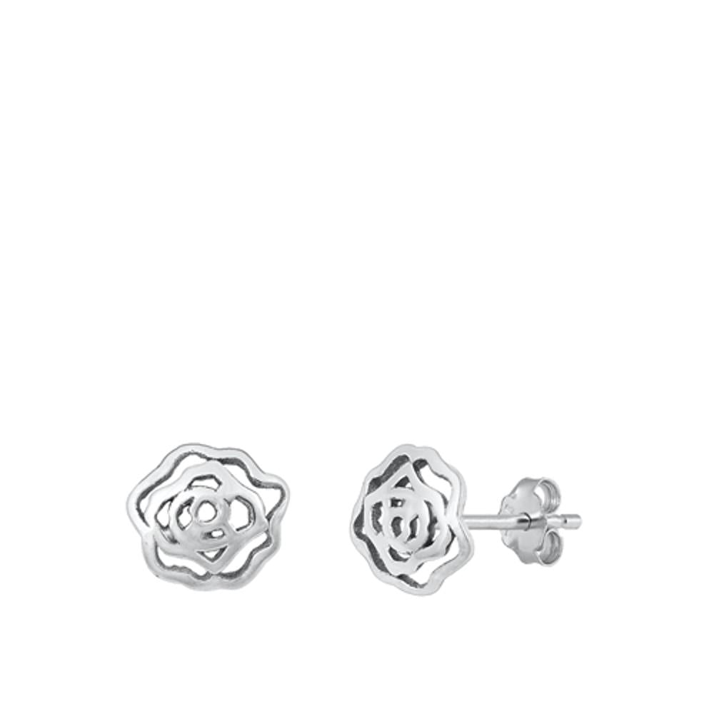 Abstract Rose Stud Earrings – Sterling Silver