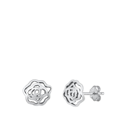 Abstract Rose Stud Earrings – Sterling Silver