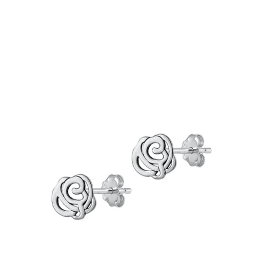Polished Abstract Rose Oxidized High Earrings – Sterling Silver