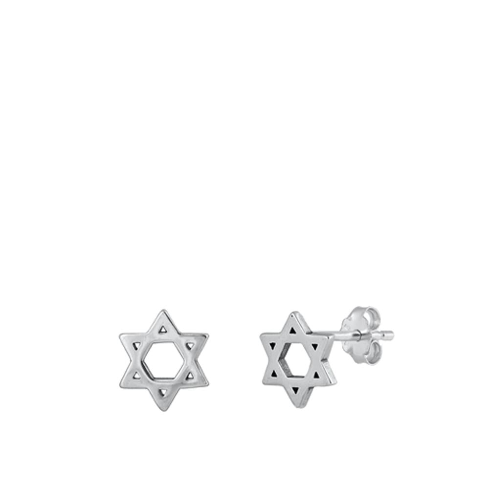 Unique Jewish Star of David High Earrings – Sterling Silver