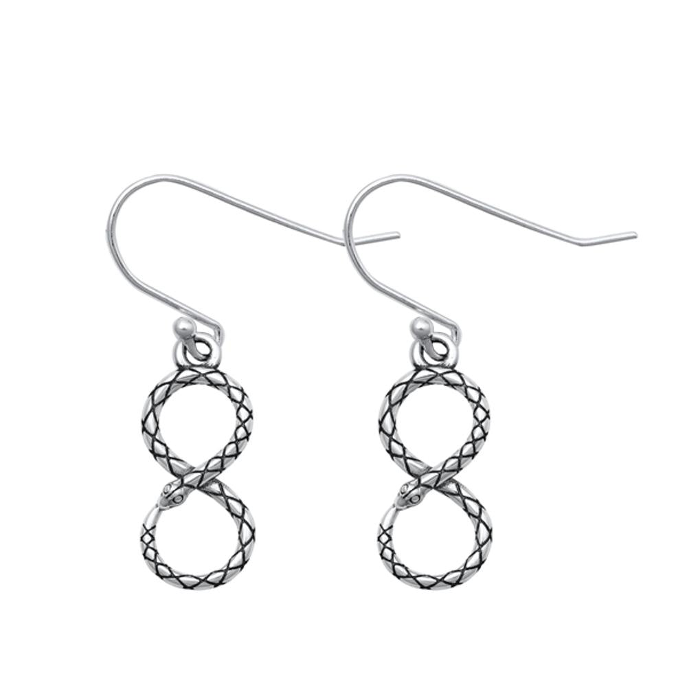 Infinity Snake Oxidized Hook Earrings – Sterling Silver