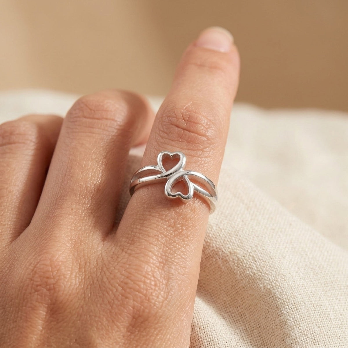 Infinity Heart Friendship Promise Ring worn