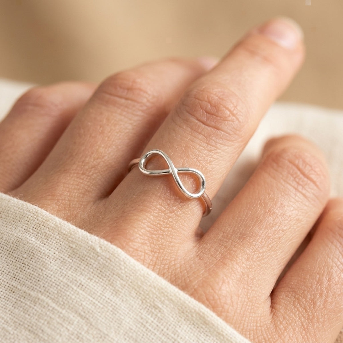 Infinity Love Knot Promise Ring worn