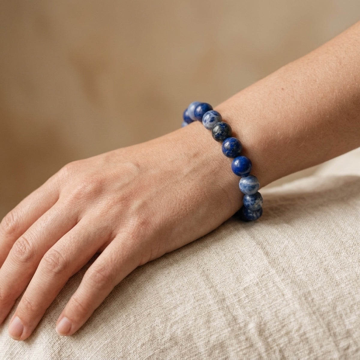 8mm Sodalite Stretch Bracelet worn