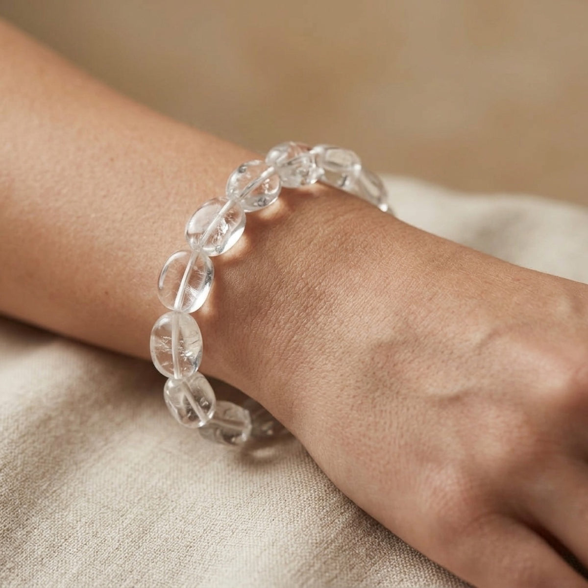 Quartz Nugget Stretch Bracelet worn
