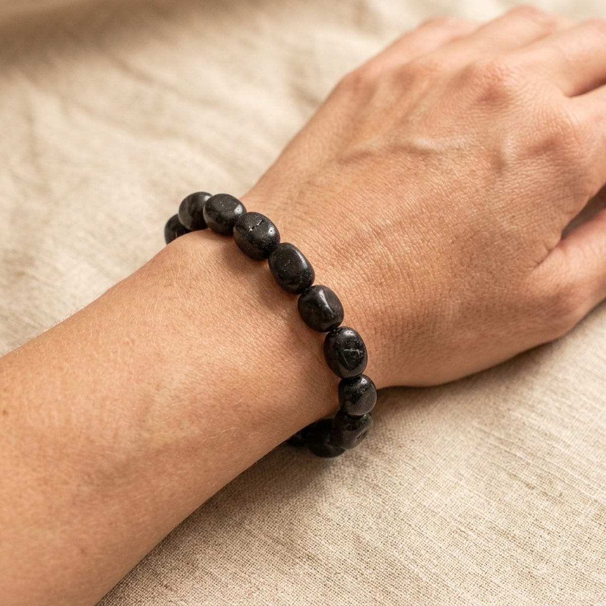 Shungite Stretch Bracelet worn