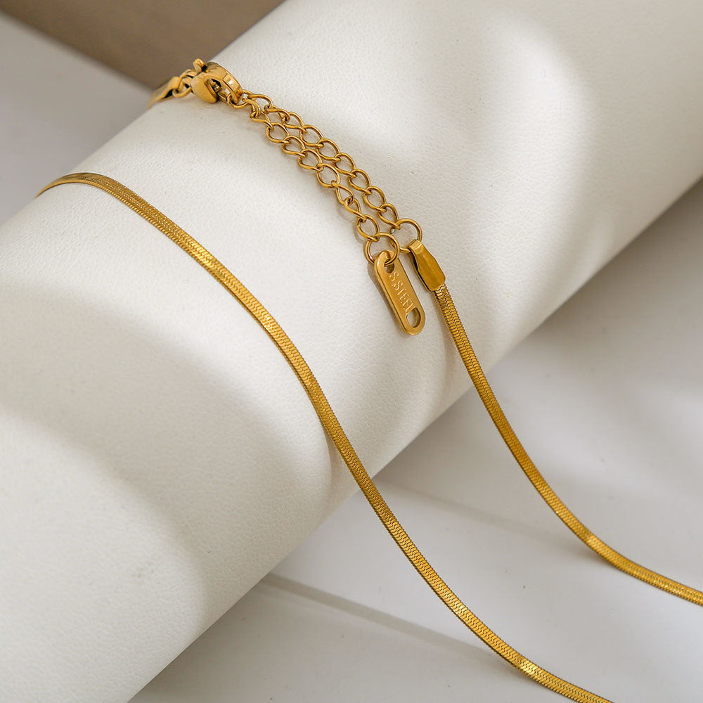 Herringbone Chain Necklace – Stainless Steel – Gold PVD Coating