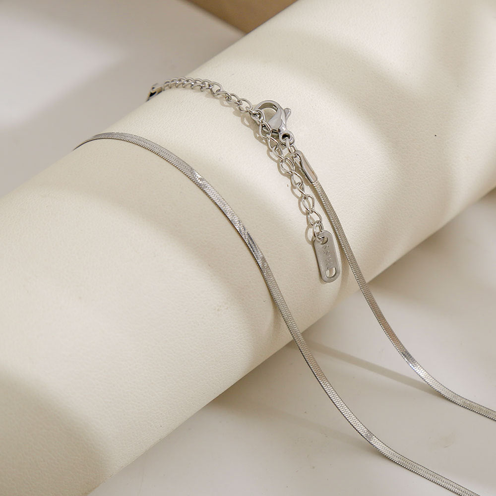 Herringbone Chain Necklace – Stainless Steel – Steel