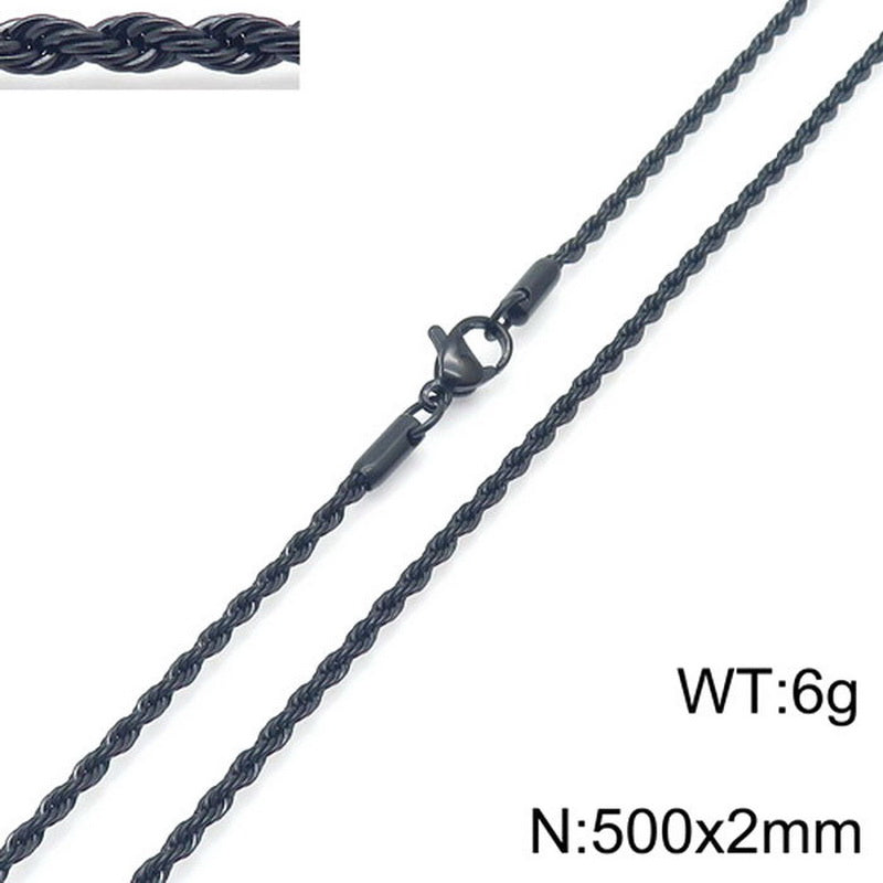 Rope Chain Necklace – Stainless Steel – Black PVD Coating