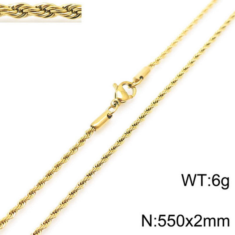Rope Chain Necklace – Stainless Steel – Gold PVD Coating