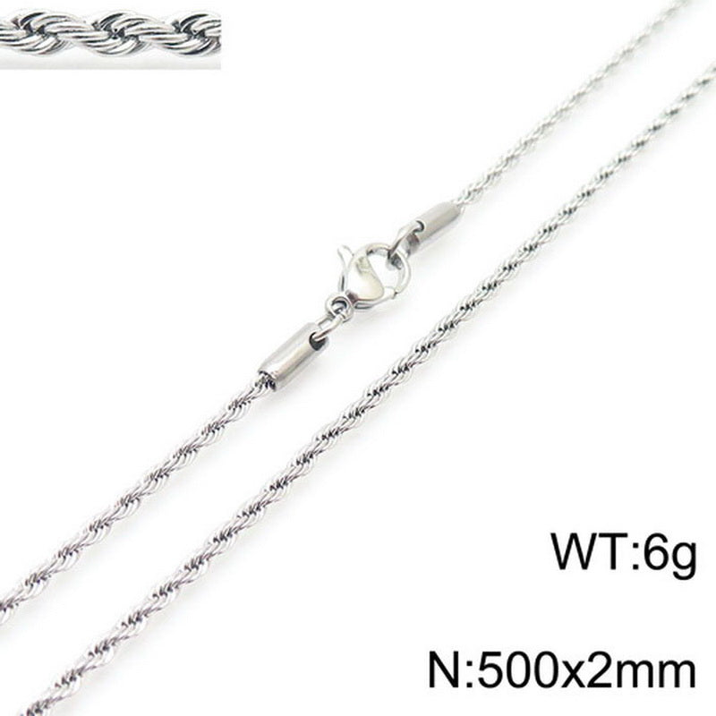 Rope Chain Necklace – Stainless Steel – Steel