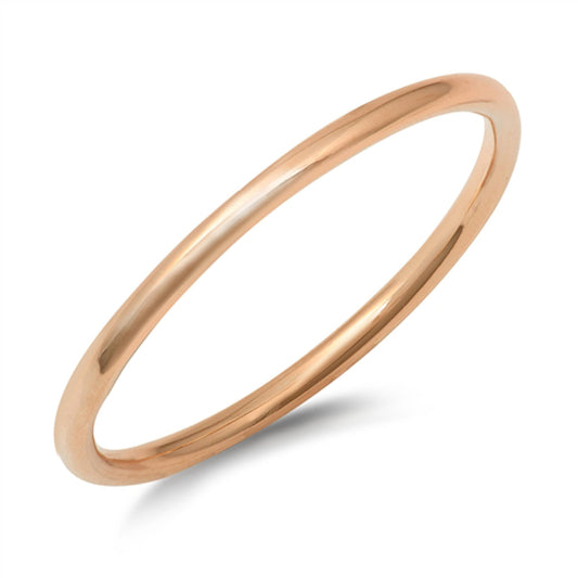 Sterling Silver Polished Rose Gold-Tone Stacking Ring Classic Fashion Band 925