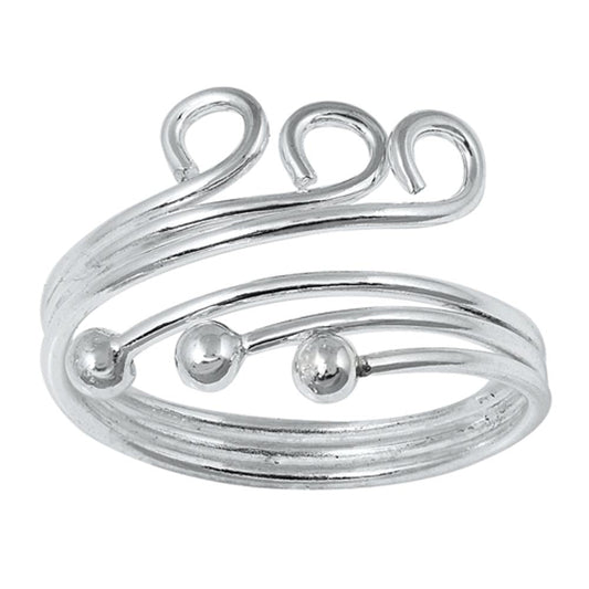 Sterling Silver Cute Adjustable Swirl Toe Ring Midi Spoon Fashion Band 925 New