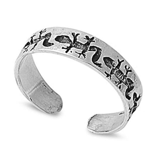 Sterling Silver Fashion Lizard Toe Ring Oxidized Adjustable Midi Band 925 New