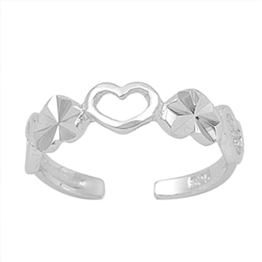 Sterling Silver Beautiful Heart Ring Cute Adjustable Flower Midi Band .925 New