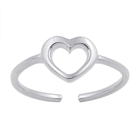 Sterling Silver Beautiful Adjustable Heart Toe Ring Cute Fashion Love Band 925