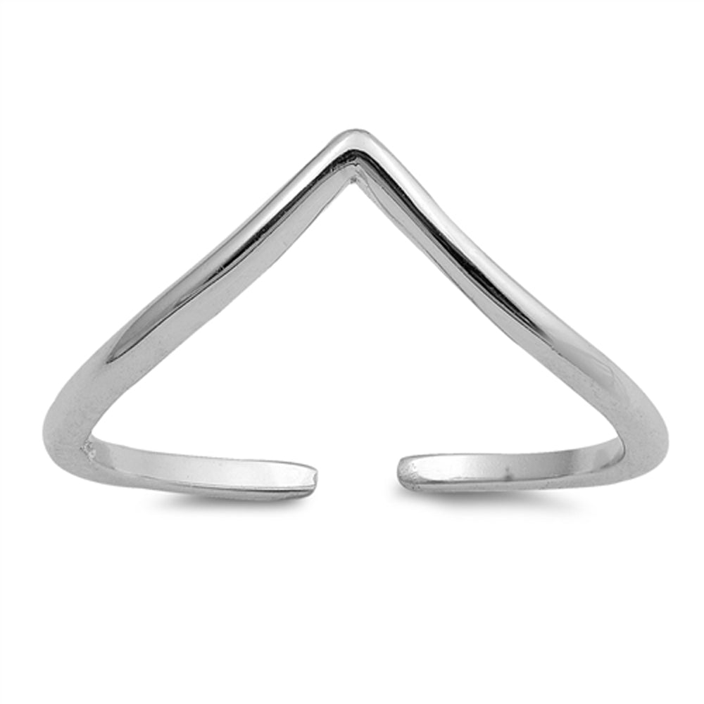 Sterling Silver Unique Chevron Toe Ring Adjustable V Shape Midi Band 925 New