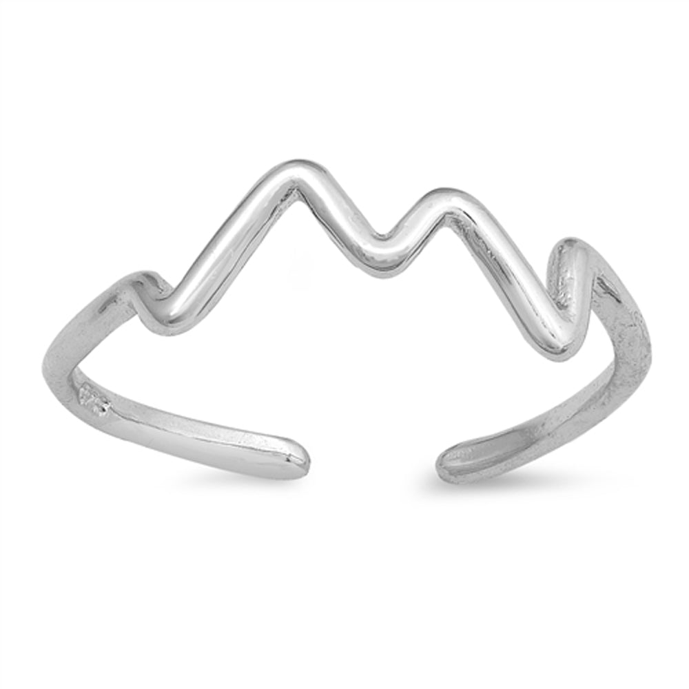 Sterling Silver Beautiful EKG Heartbeat Toe Ring Adjustable Wave Midi Band 925