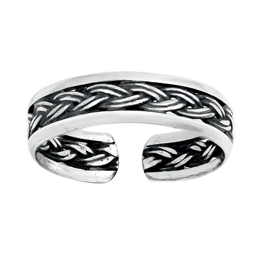 Sterling Silver Polished Bali Braid Toe Ring Adjustable Midi Band 925 New