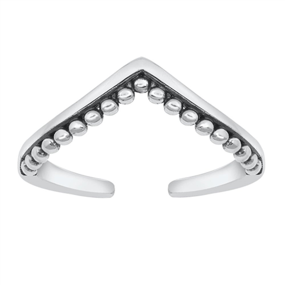 Sterling Silver Polished Bali Chevron Toe Ring Oxidized Adjustable Midi Band 925